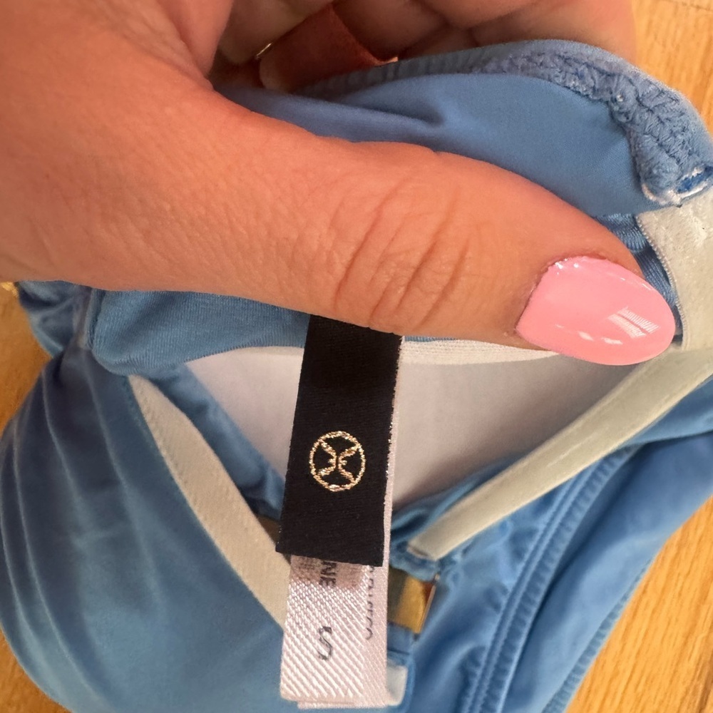 Gold-Accent Sky Blue Bandeau Bikini Set - Picture 3 of 6